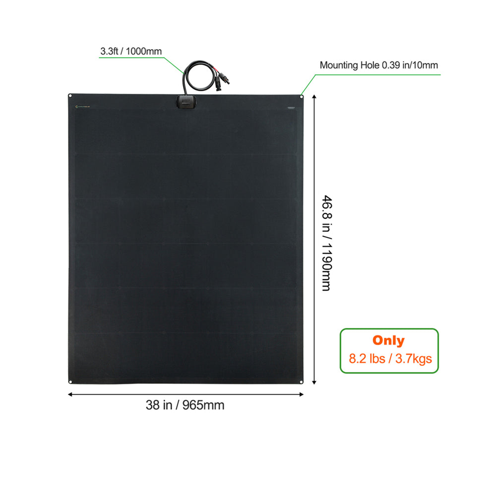 Lensun 240W 12V Black Flexible Solar Panel for Roof Tent
